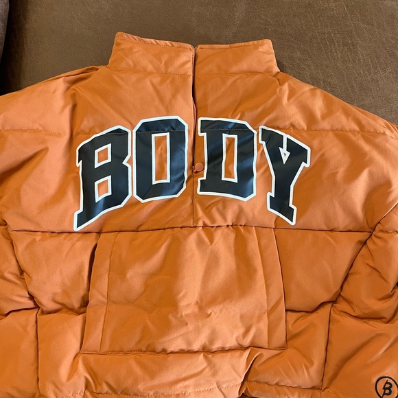 Body by Raven Tracy Orange Half Zip Puffer Jacket size Small - Picture 7 of 12